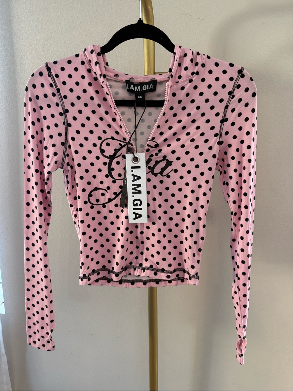 I.AM.GIA BLARE HOODIE PINK POLKA DOT